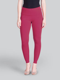 Lyra - Women Solid Premium Cotton Ankle Length Mid Waist Leggings Pink