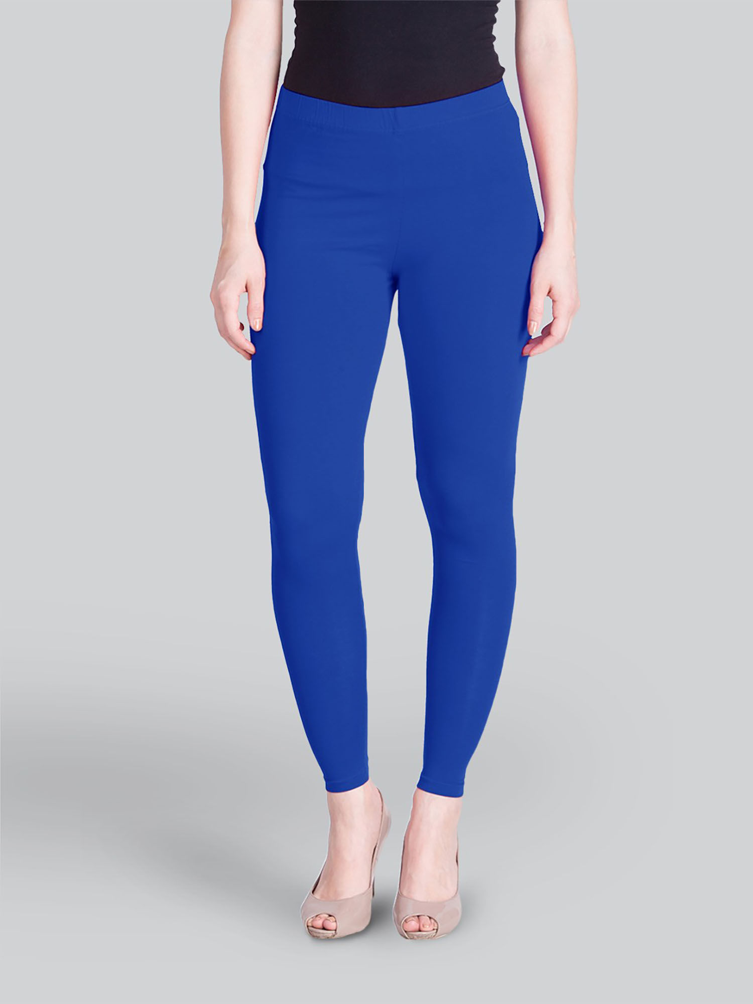 lyra Women Solid Premium Cotton Ankle Length Mid Waist Leggings Blue-picture-39