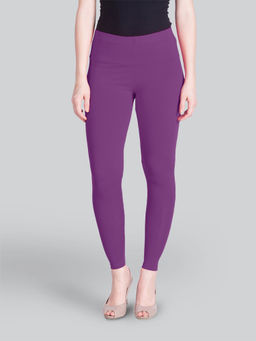 Lyra - Women Solid Premium Cotton Ankle Length Mid Waist Leggings Purple