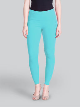 Lyra - Women Solid Premium Cotton Ankle Length Mid Waist Leggings Mint Green