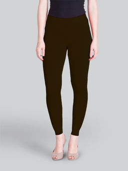 Lyra - Women Solid Premium Cotton Ankle Length Mid Waist Leggings Brown