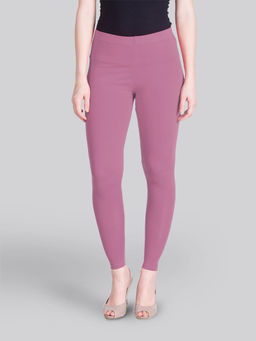 Lyra - Women Solid Premium Cotton Ankle Length Mid Waist Leggings Pink
