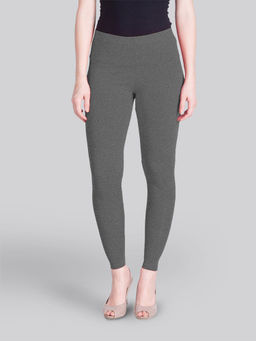 Lyra - Women Solid Premium Cotton Ankle Length Mid Waist Leggings Grey