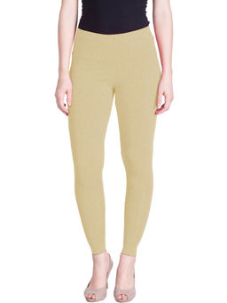 Lyra - Women Solid Premium Cotton Ankle Length Mid Waist Leggings Beige