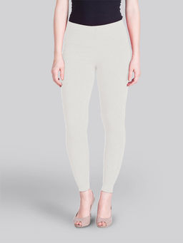 Lyra - Women Solid Premium Cotton Ankle Length Mid Waist Leggings Silver