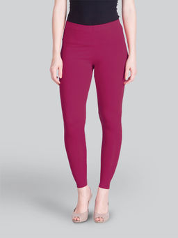 Lyra - Women Solid Premium Cotton Ankle Length Mid Waist Leggings Magenta