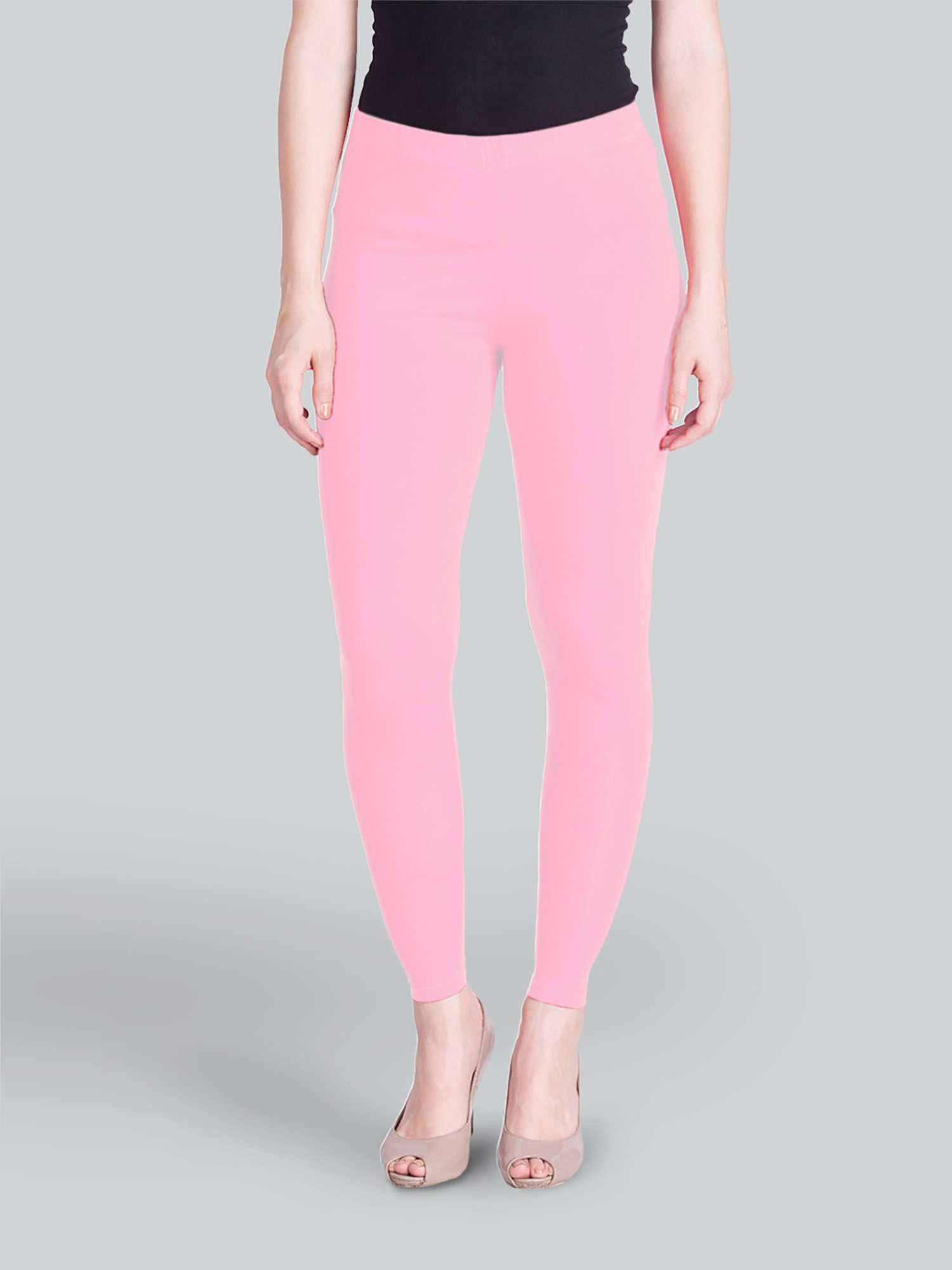 lyra Women Solid Premium Cotton Ankle Length Mid Waist Leggings Pink-picture-34