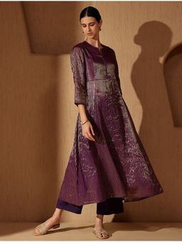 Pink Fort - Viscose Purple Kurta with Pant
