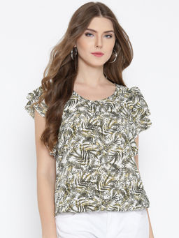 Sera - Off White Floral Print Top