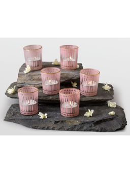 MiRooh - Bel Buta Lilac Glass Votive Candle Holder (Pack of 6)