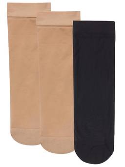 NEXT2SKIN - Womens Cotton Hidden Loafer No Show Liner Socks - Pack of 3 (Skin:Skin:Black)