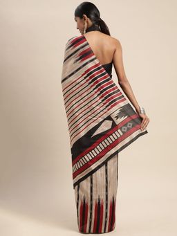Sareemall - Bhagalpuri Silk Beige Printed Celebrity Saree With Unstitched Blouse