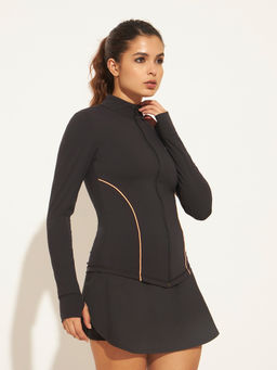 CLOTHWIK - Women Black Nylon Full Sleeves Jacket