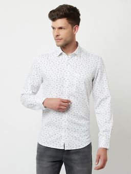 CRIMSOUNE CLUB - Men White Floral Printed Shirt
