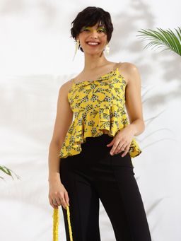 KASSUALLY - Yellow Peplum Top