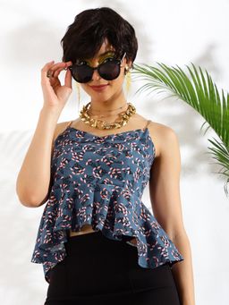 KASSUALLY - Blue Peplum Top