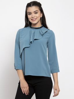 KASSUALLY - Women Blue Solid Top
