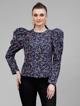 KASSUALLY - Women Navy Blue Printed Top