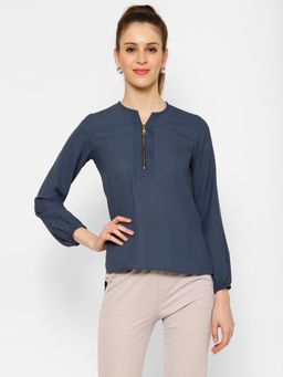 KASSUALLY - Blue Georgette Top