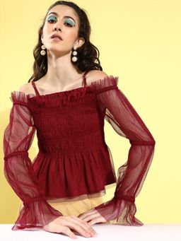 KASSUALLY - Elasticated Tulle Top