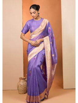 Neha Khullar - Lilac Woven Pre Drape Saree and Unstitched Blouse