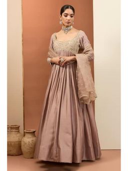Neha Khullar - Pink Chanderi Silk Hand Embroidered Anarkali Set