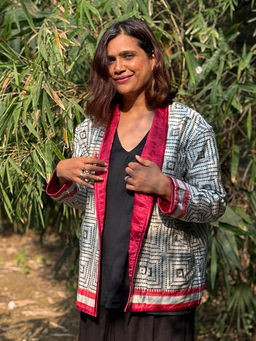 Chidiyaa - Multi-Colour Sardi Ki Dhoop Heart Made Mashru Silk Reversible Jacket