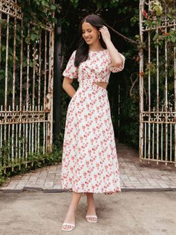 Petal & Pup - Red Floral Aminah Puff Sleeve Dress