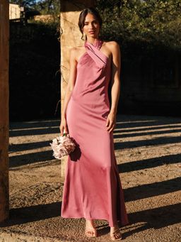 Petal & Pup - Dark Rose Mila Halter Neck Maxi Dress