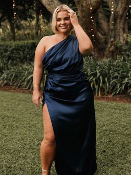 Petal & Pup - Navy Blue Nadia One Shoulder Maxi Dress