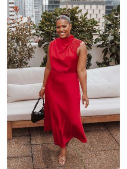 Petal & Pup - Red Anabelle High Neck Lace Maxi Dress