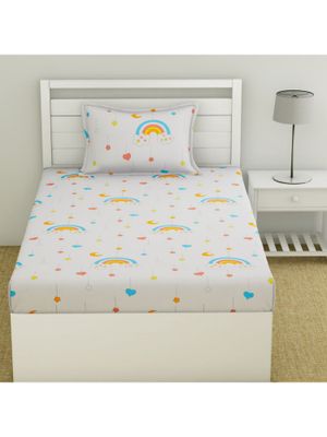 Haus & Kinder King Size Cotton Bedsheet Set - 186 TC Soft 100% Cotton Sheet With 2 Pillow Covers, Cobalt Maze