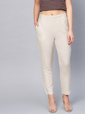 ivory silk cigarette pants