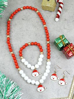 Asthetika Kids - Christmas Santa Claus Necklace Bracelet Earrings Jewellery Set