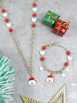 Asthetika Kids - Christmas Santa Claus Necklace Bracelet Jewellery Set