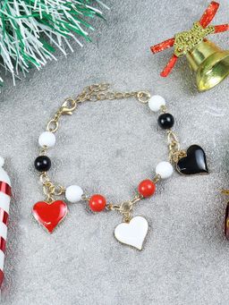 Asthetika Kids - Christmas Heart Charms Chain Bracelet Red, White and Black