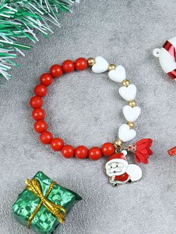 Asthetika Kids - Christmas Charm Santa Claus Beaded Bracelet Red and White