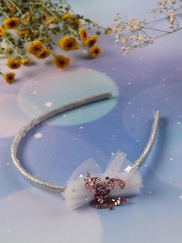 JEWELZ - Statement Party Wear White Net With unicorn Hair Band for Kids