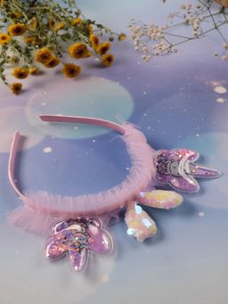 JEWELZ - Playful Bunny Unicorn Ears Hair Band in Pink Bow Shape for Kids