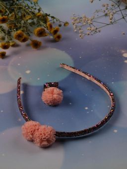 JEWELZ - Mini Daisy Scratted Flower Design in Multicolour Hair Band With Hair Clip for Kids