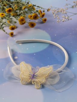 JEWELZ - Statement Party Wear Butterfly Yellow Net Hair Band for Kids