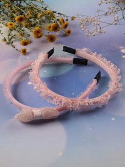 JEWELZ - Statement Party Wear Pink Net Hair Band Combos for Kids