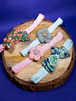 JEWELZ - Flower And Bow Hair Band For Kids - Pack of 4