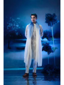 MANDIRA WIRK - Ivory Embroidered Kurta with Pant and Ombre Dupatta