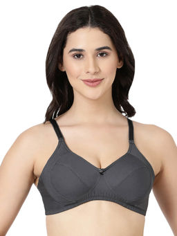 BLOSSOM - Full Support Woven Cotton Grey Bra with Side Panel