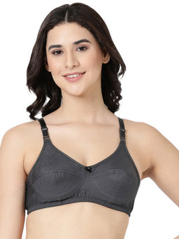BLOSSOM - Woven Cotton Seamed Full Support Everyday Black Bra