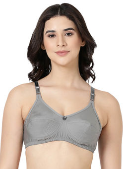 BLOSSOM - Woven Cotton Seamed Full Support Everyday Grey Bra