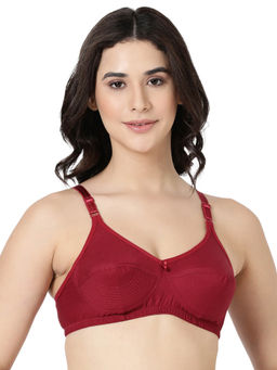 BLOSSOM - Woven Cotton Seamed Full Support Everyday Maroon Bra