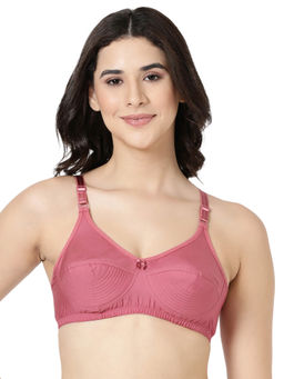 BLOSSOM - Woven Cotton Seamed Full Support Everyday Pink Bra