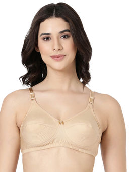 BLOSSOM - Woven Cotton Seamed Full Support Everyday Beige Bra